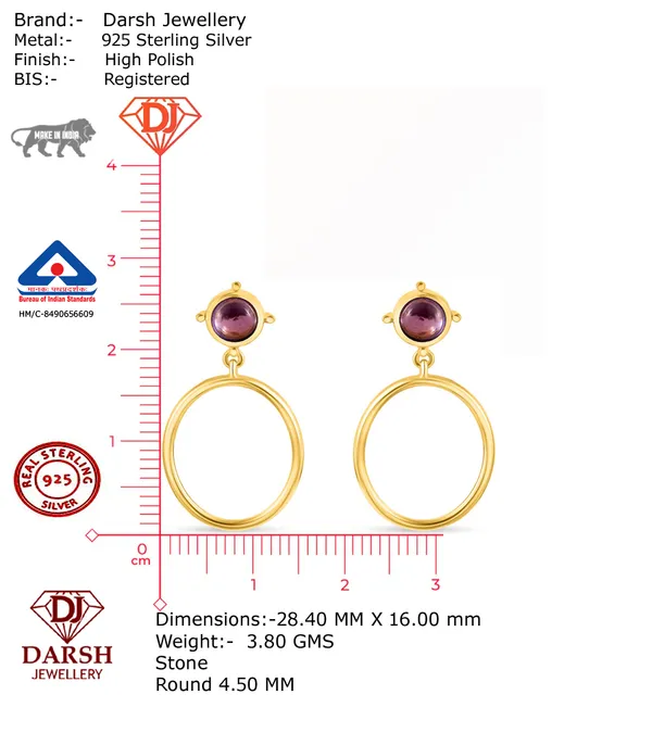 925_Sterling_Silver_Amethyst_Designer_Earrings_Elegant_Gold_Plated_Hoop_Earrings_Wedding_And_Valentines_Gift