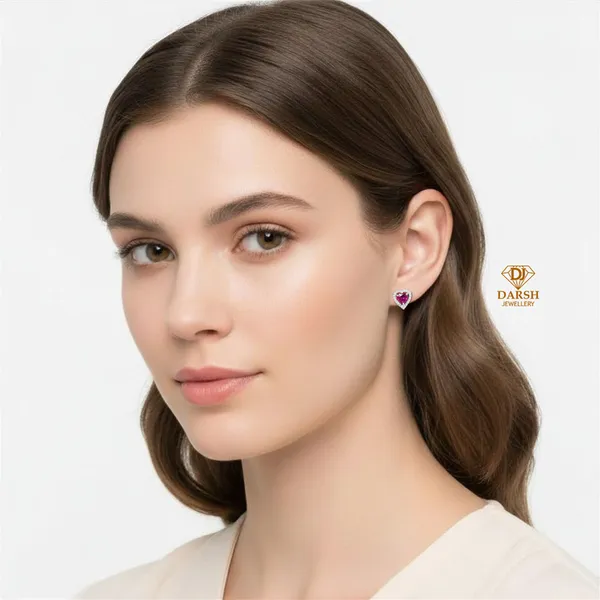 925_Silver_Heart_Stud_Earrings_With_Ruby_Red_Gemstone_And_Halo_Design