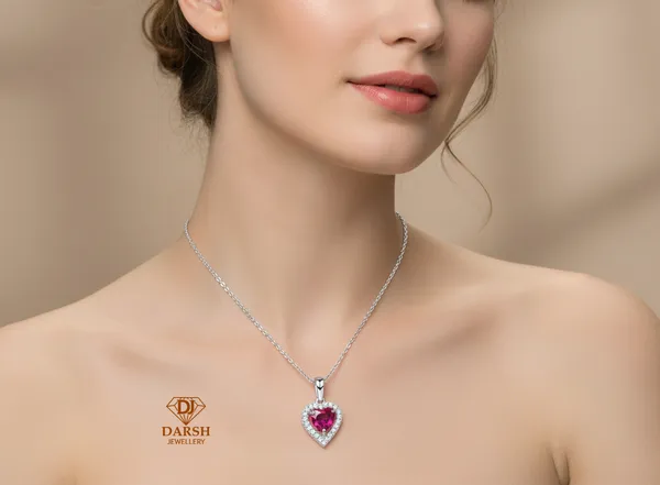 925_Silver_Heart_Pendant_Necklace_With_Ruby_Red_Gemstone_And_Halo_Design