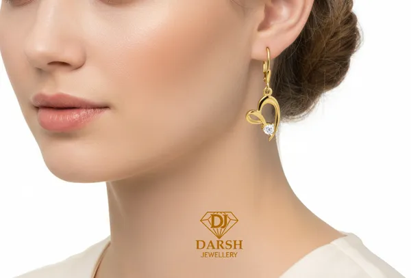 925_Silver_Miracle_Plate_Heart_Drop_Earrings_With_Gold_Plating_For_Women