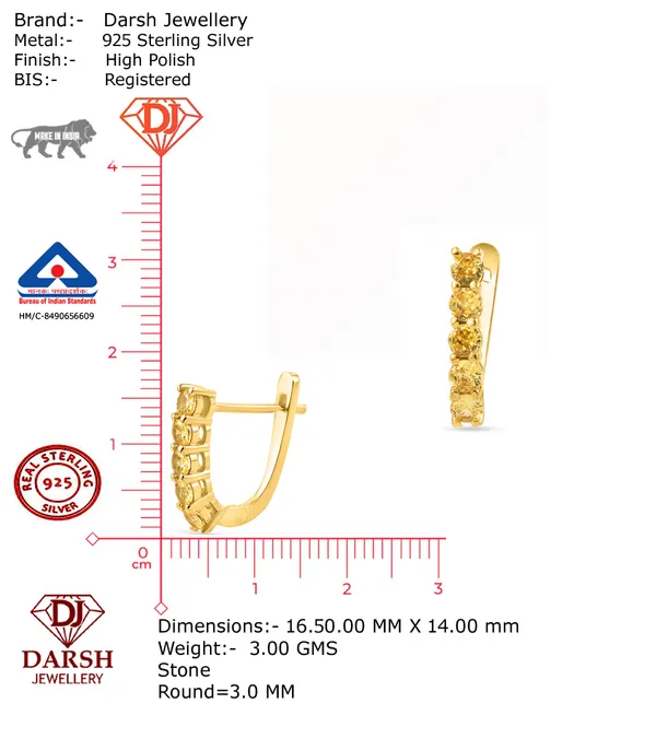 925_Silver_Goldcz_Hoop_Earrings_With_Gold_Plating