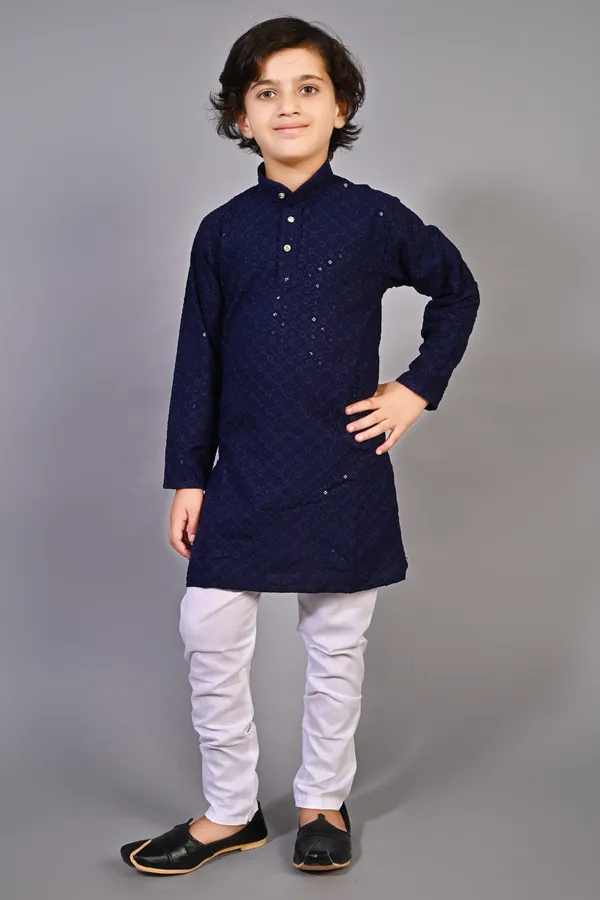 VALUE_CREATION_Boys_Embroidered_Band_Collar_Straight_Kurta_With_Pyjamas