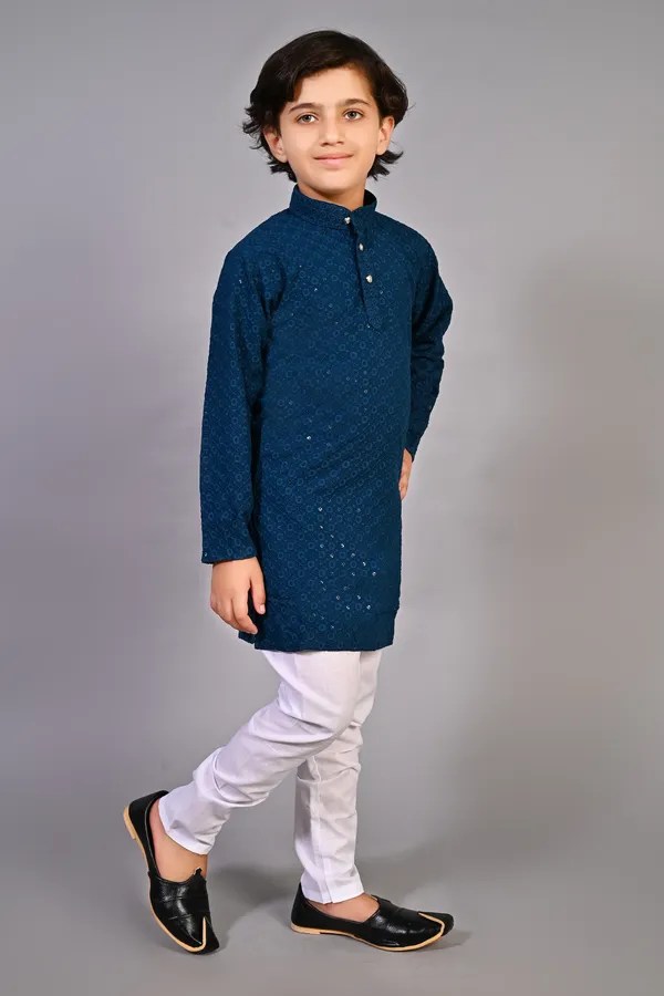 VALUE_CREATION_Boys_Embroidered_Band_Collar_Straight_Kurta_With_Pyjamas