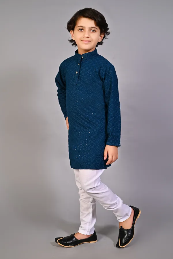 VALUE_CREATION_Boys_Embroidered_Band_Collar_Straight_Kurta_With_Pyjamas