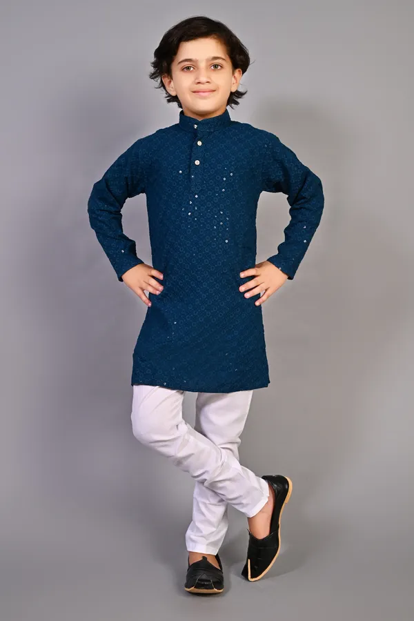 VALUE_CREATION_Boys_Embroidered_Band_Collar_Straight_Kurta_With_Pyjamas