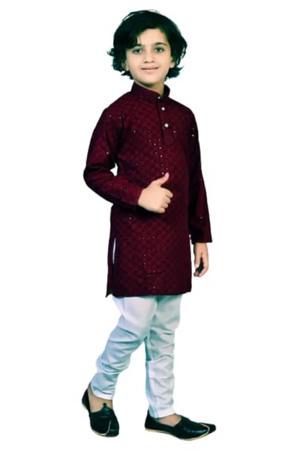 VALUE_CREATION_Boys_Embroidered_Band_Collar_Straight_Kurta_With_Pyjamas