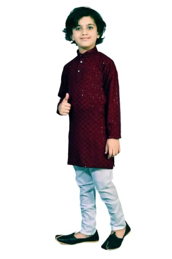 VALUE_CREATION_Boys_Embroidered_Band_Collar_Straight_Kurta_With_Pyjamas