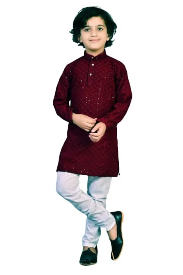 VALUE_CREATION_Boys_Embroidered_Band_Collar_Straight_Kurta_With_Pyjamas