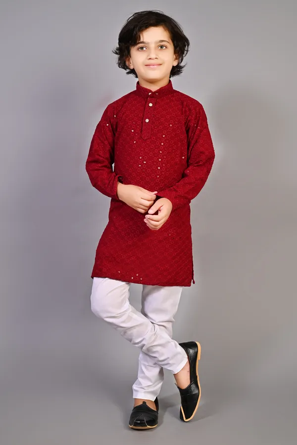 VALUE_CREATION_Boys_Embroidered_Band_Collar_Straight_Kurta_With_Pyjamas