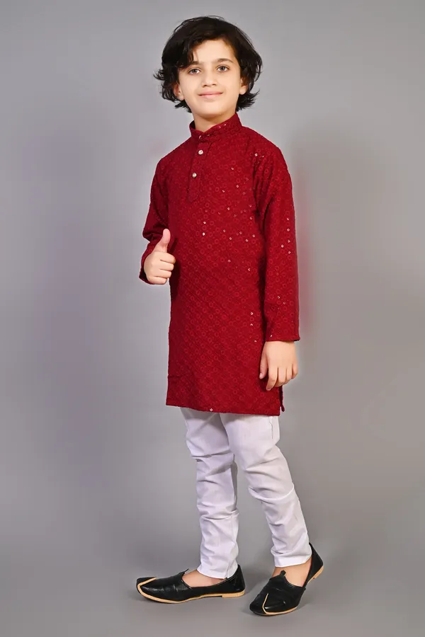 VALUE_CREATION_Boys_Embroidered_Band_Collar_Straight_Kurta_With_Pyjamas