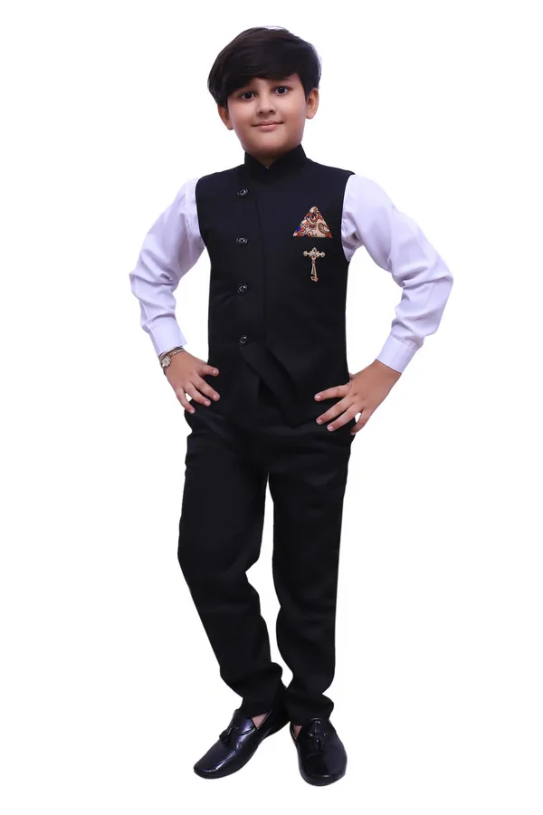 VALUE_CREATION_Boys_Mandarin_Collar_Single-Breasted_3-Piece_Suit