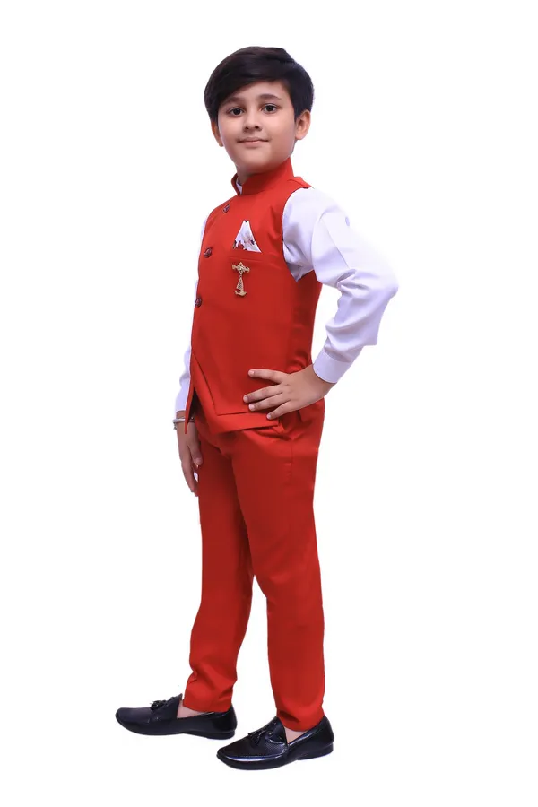 VALUE_CREATION_Boys_Mandarin_Collar_Single-Breasted_3-Piece_Suit