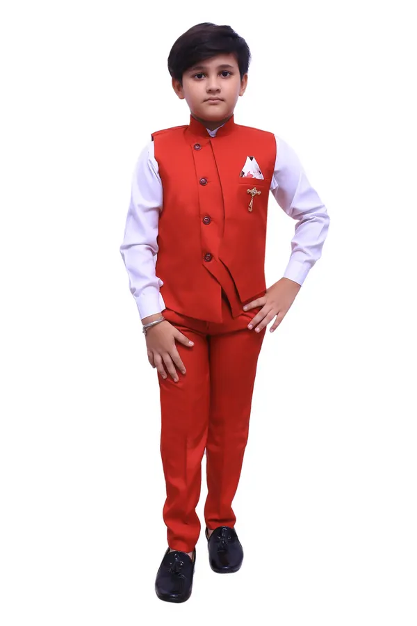 VALUE_CREATION_Boys_Mandarin_Collar_Single-Breasted_3-Piece_Suit