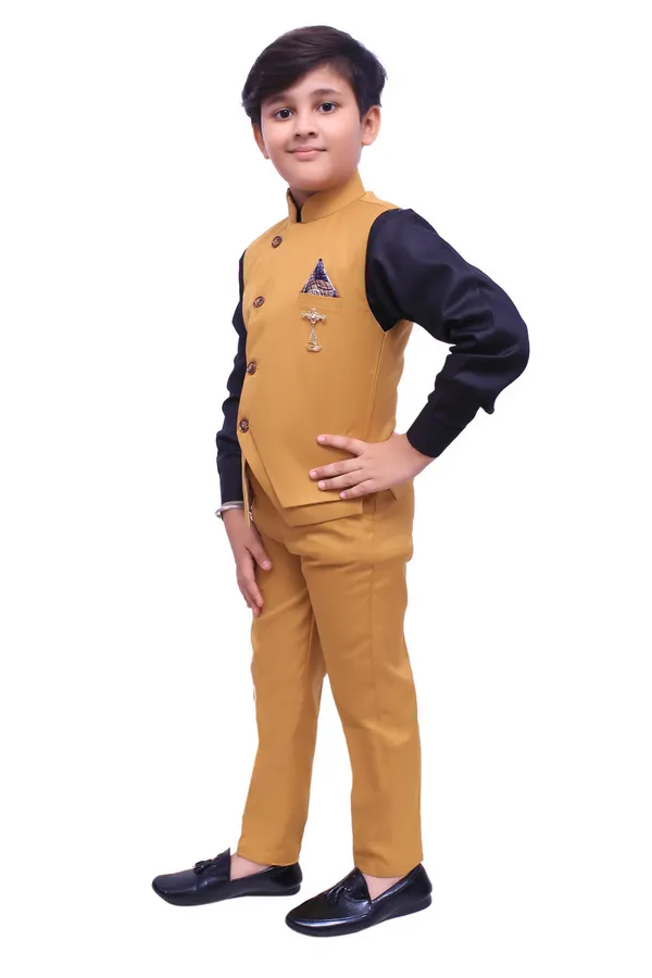 VALUE_CREATION_Boys_Mandarin_Collar_Single-Breasted_3-Piece_Suit