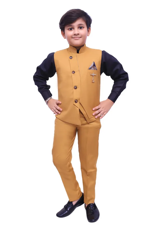VALUE_CREATION_Boys_Mandarin_Collar_Single-Breasted_3-Piece_Suit