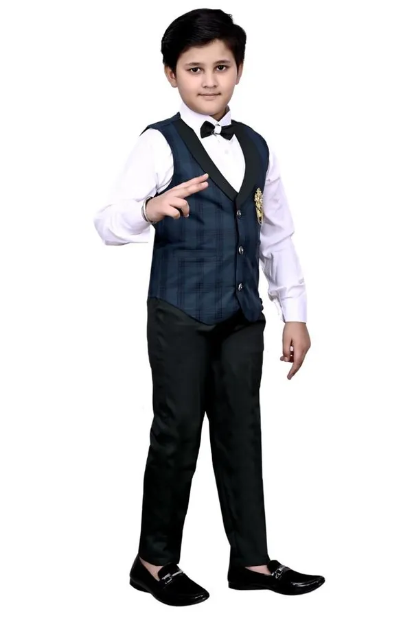 VALUE_CREATION_Boys_Checked_Waistcoat_Shirt_&_Trousers_3-Piece_Suit