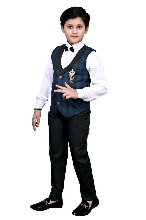 VALUE_CREATION_Boys_Checked_Waistcoat_Shirt_&_Trousers_3-Piece_Suit