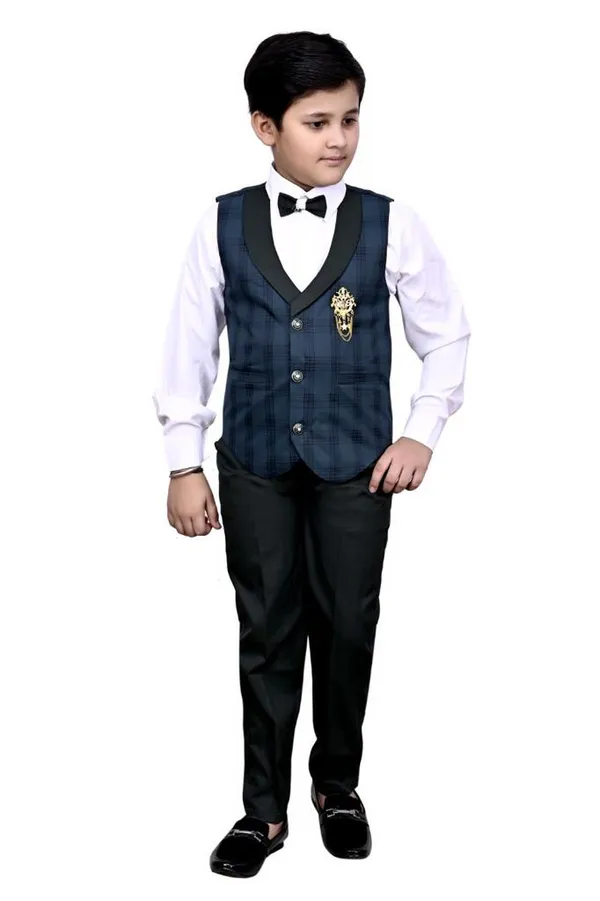 VALUE_CREATION_Boys_Checked_Waistcoat_Shirt_&_Trousers_3-Piece_Suit