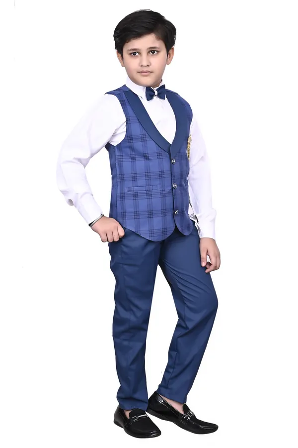 VALUE_CREATION_Boys_Checked_Waistcoat_Shirt_&_Trousers_3-Piece_Suit
