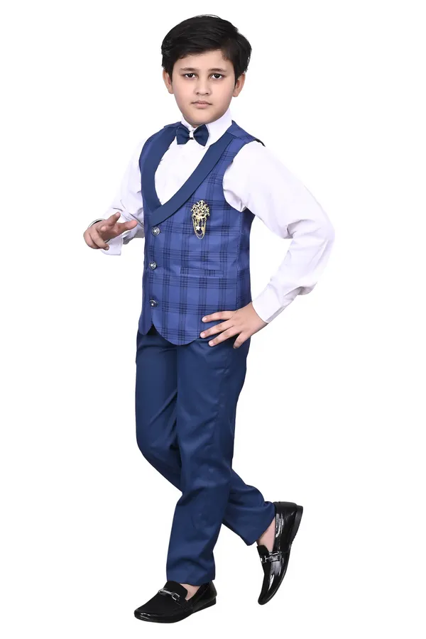 VALUE_CREATION_Boys_Checked_Waistcoat_Shirt_&_Trousers_3-Piece_Suit