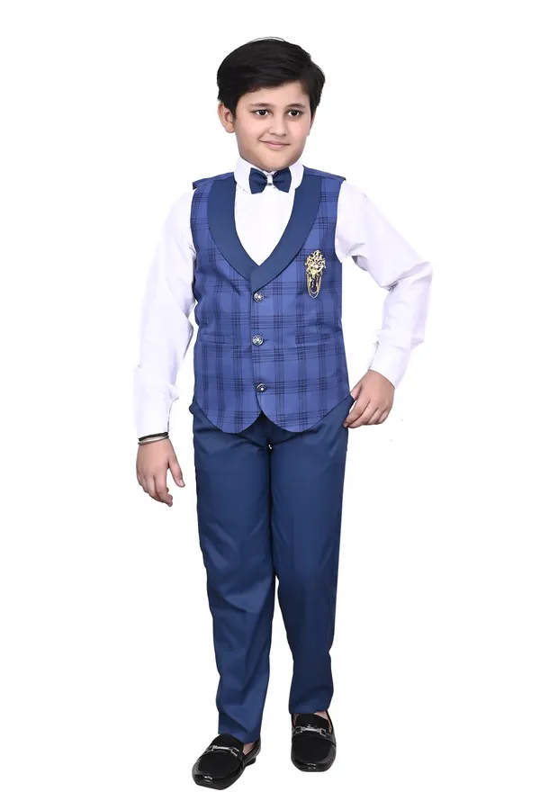 VALUE_CREATION_Boys_Checked_Waistcoat_Shirt_&_Trousers_3-Piece_Suit