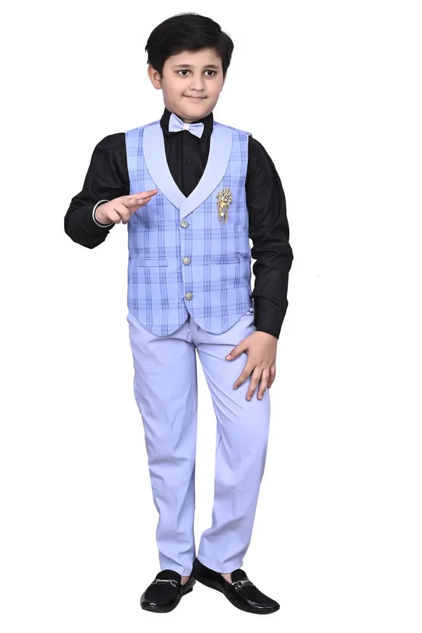 VALUE_CREATION_Boys_Checked_Waistcoat_Shirt_&_Trousers_3-Piece_Suit