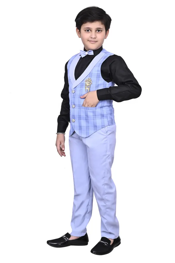 VALUE_CREATION_Boys_Checked_Waistcoat_Shirt_&_Trousers_3-Piece_Suit