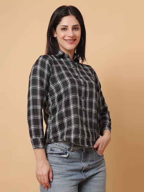 Value_Creation_Checked_Spread_Collar_Casual_Shirt_for_Women
