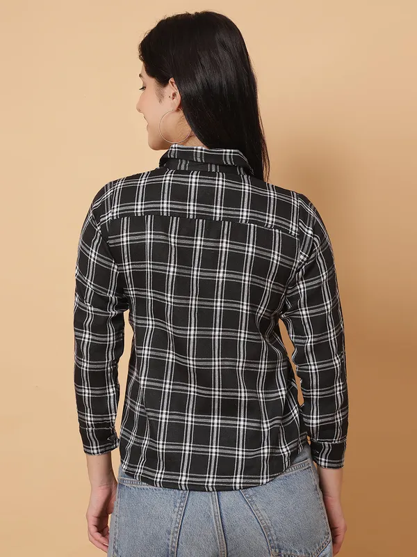 Value_Creation_Checked_Spread_Collar_Casual_Shirt_for_Women