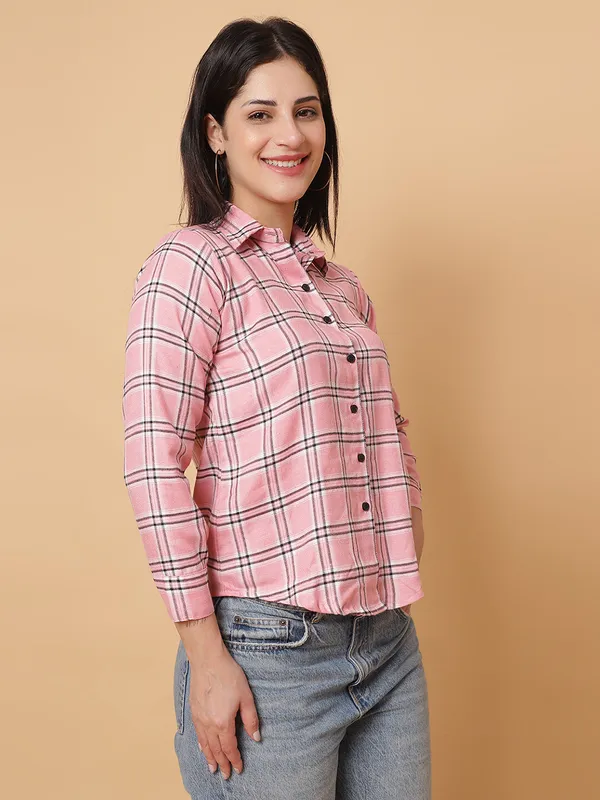 Value_Creation_Checked_Spread_Collar_Casual_Shirt_for_Women