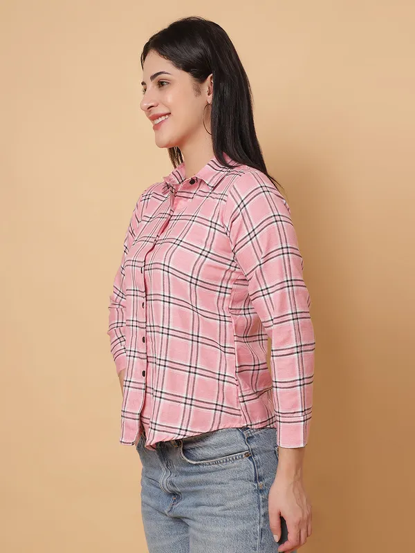 Value_Creation_Checked_Spread_Collar_Casual_Shirt_for_Women