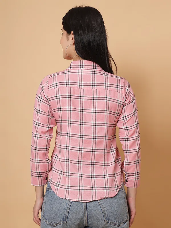Value_Creation_Checked_Spread_Collar_Casual_Shirt_for_Women