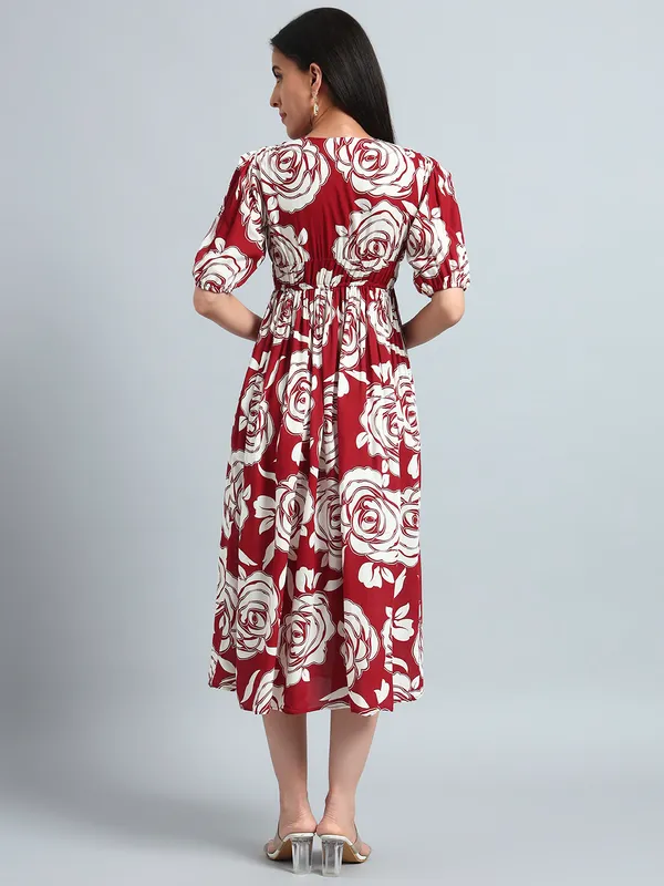 VALUE_CREATION_Floral_Print_Puff_Sleeve_Fit_&_Flare_One-Piece_Dress