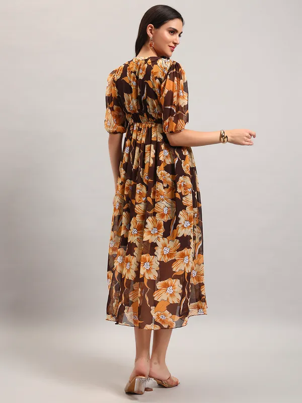 VALUE_CREATION_Floral_Print_Puff_Sleeve_Georgette_A-Line_Midi_Dress