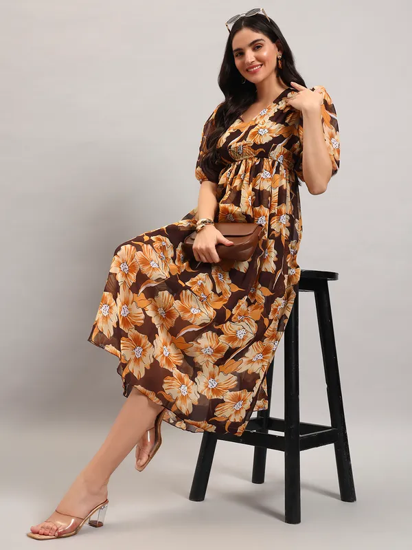VALUE_CREATION_Floral_Print_Puff_Sleeve_Georgette_A-Line_Midi_Dress