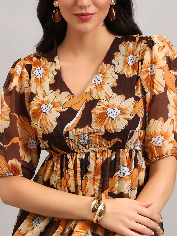 VALUE_CREATION_Floral_Print_Puff_Sleeve_Georgette_A-Line_Midi_Dress