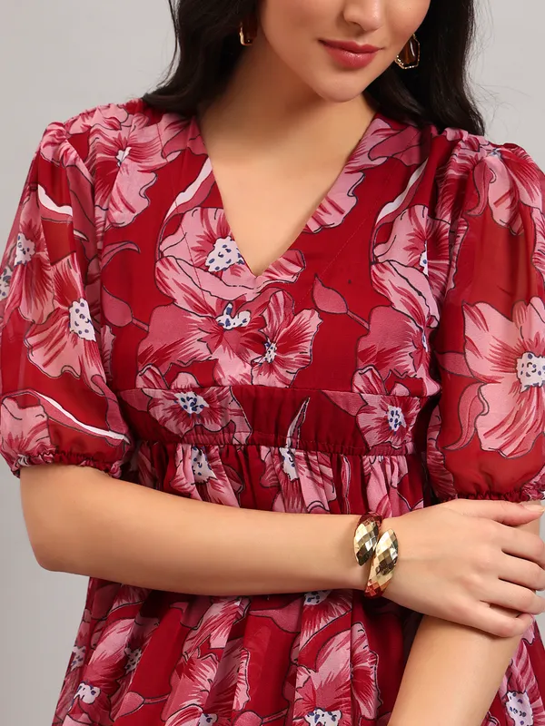 VALUE_CREATION_Floral_Print_Puff_Sleeve_Georgette_A-Line_Midi_Dress
