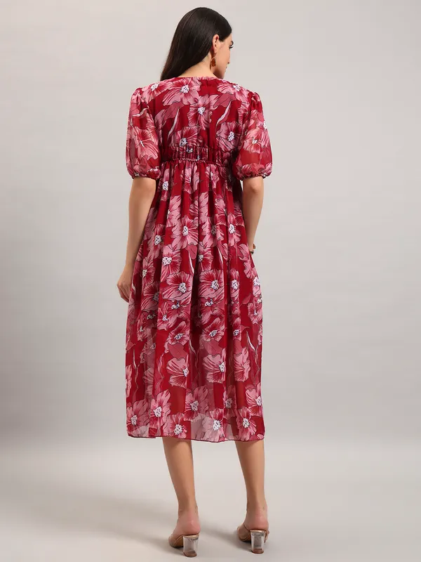 VALUE_CREATION_Floral_Print_Puff_Sleeve_Georgette_A-Line_Midi_Dress
