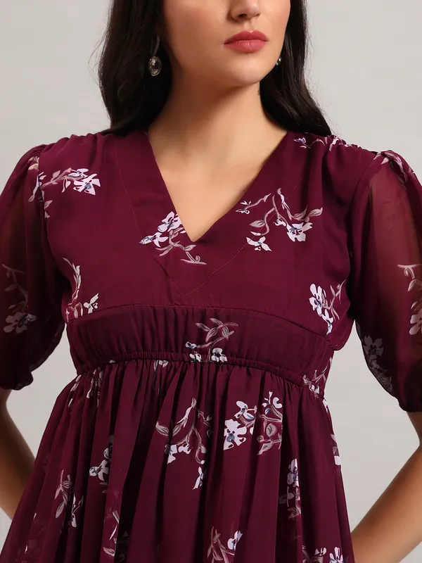 VALUE_CREATION_Floral_Print_Puff_Sleeve_Georgette_Empire_Midi_Dress