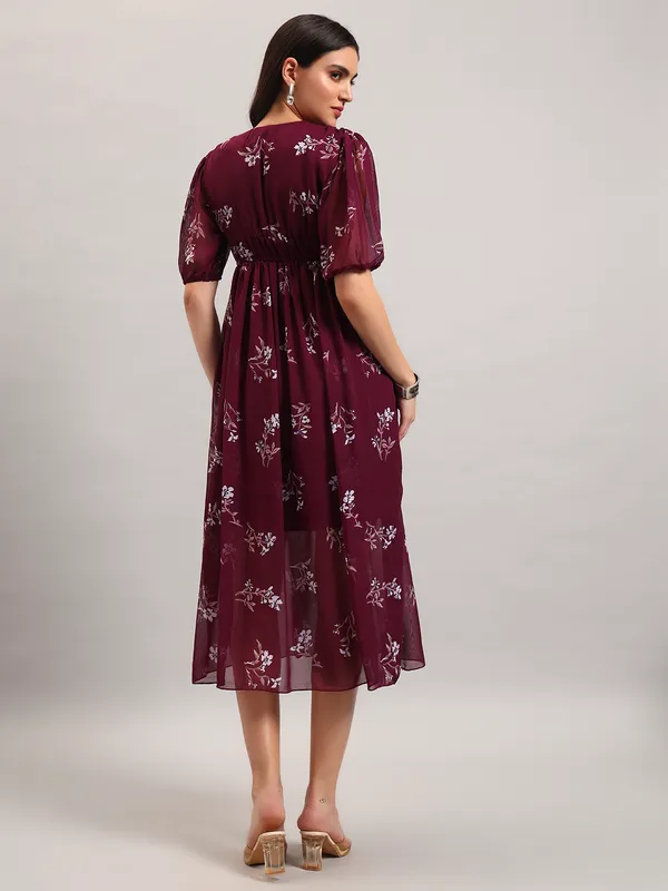 VALUE_CREATION_Floral_Print_Puff_Sleeve_Georgette_Empire_Midi_Dress