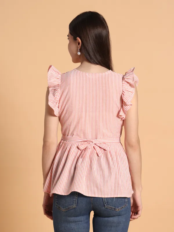 VALUE_CREATION_Striped_Ruffles_Cotton_Blend_Peplum_Top