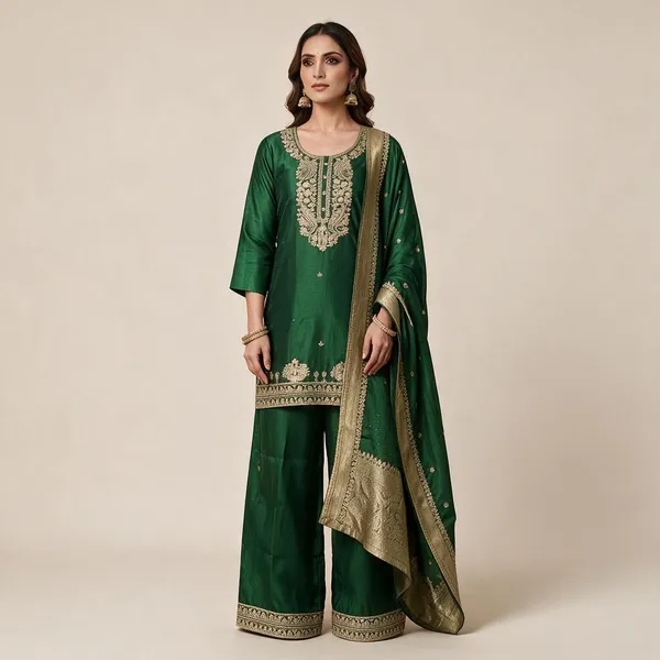 Green_Embroidered_Straight_Kurta_Set_For_Women