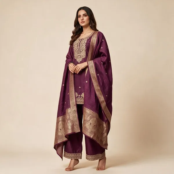 Wine_Embroidered_Ethnic_Suit_Set_For_Women