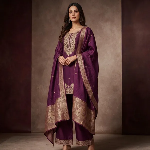 Wine_Embroidered_Ethnic_Suit_Set_For_Women