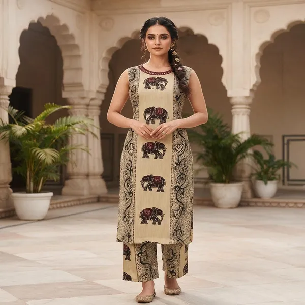 Beige_Printed_Straight_Kurta_Set_For_Women
