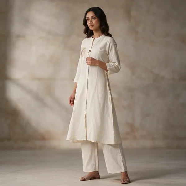 Cream_Embroidered_A-Line_Kurta_Set_For_Women