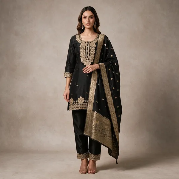 Black_Embroidered_Ethnic_Suit_Set_For_Women