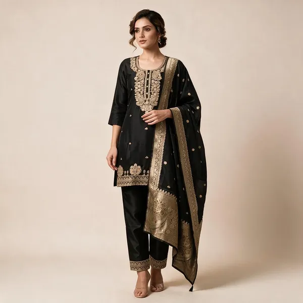 Black_Embroidered_Ethnic_Suit_Set_For_Women