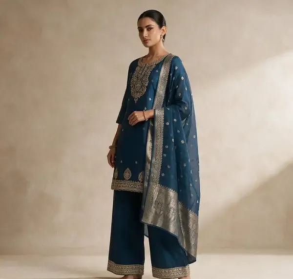 Morpich_Blue_Embroidered_Straight_Fit_Suit_Set_For_Women