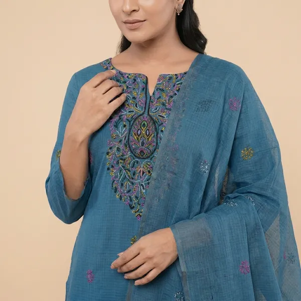 Blue_Cotton_Premium_And_Elegant_Kurta_With_Dupatta_For_Women